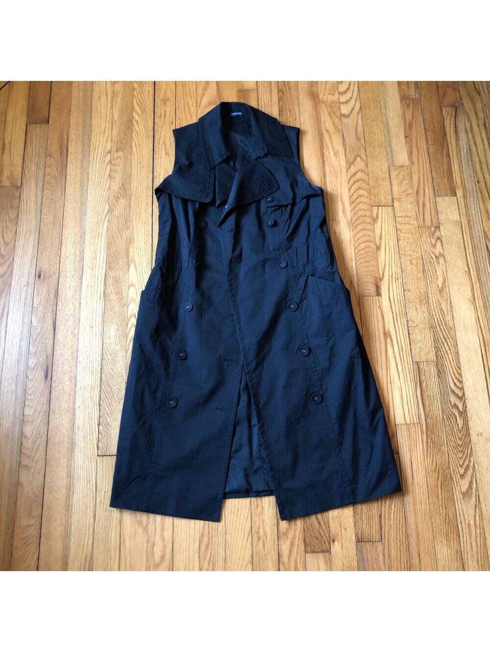 Magaschoni EUC Women's Sleeveless Black Button Front Collared Dress